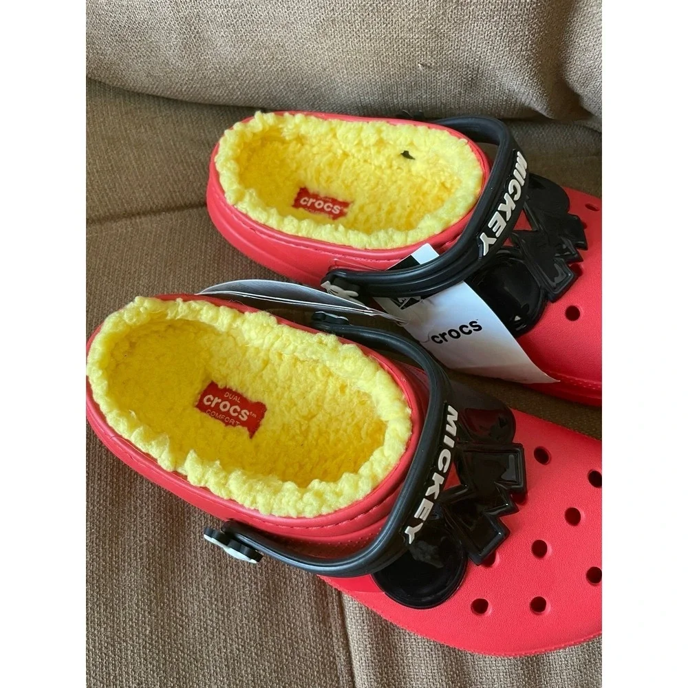Crocs Mickey Mouse Classic Lined Clogs Red Yellow Disney OMG Jibbitz Kids J5